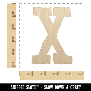 Letter X Uppercase Cute Typewriter Font Unfinished Wood Shape Piece Cutout for DIY Craft Projects