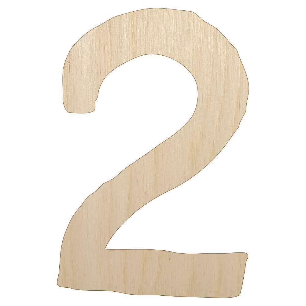 Number 2 Two Cute Typewriter Font Unfinished Wood Shape Piece Cutout for DIY Craft Projects