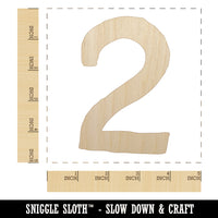 Number 2 Two Cute Typewriter Font Unfinished Wood Shape Piece Cutout for DIY Craft Projects