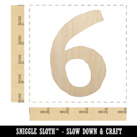 Number 6 Six Cute Typewriter Font Unfinished Wood Shape Piece Cutout for DIY Craft Projects