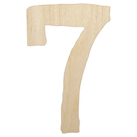Number 7 Seven Cute Typewriter Font Unfinished Wood Shape Piece Cutout for DIY Craft Projects
