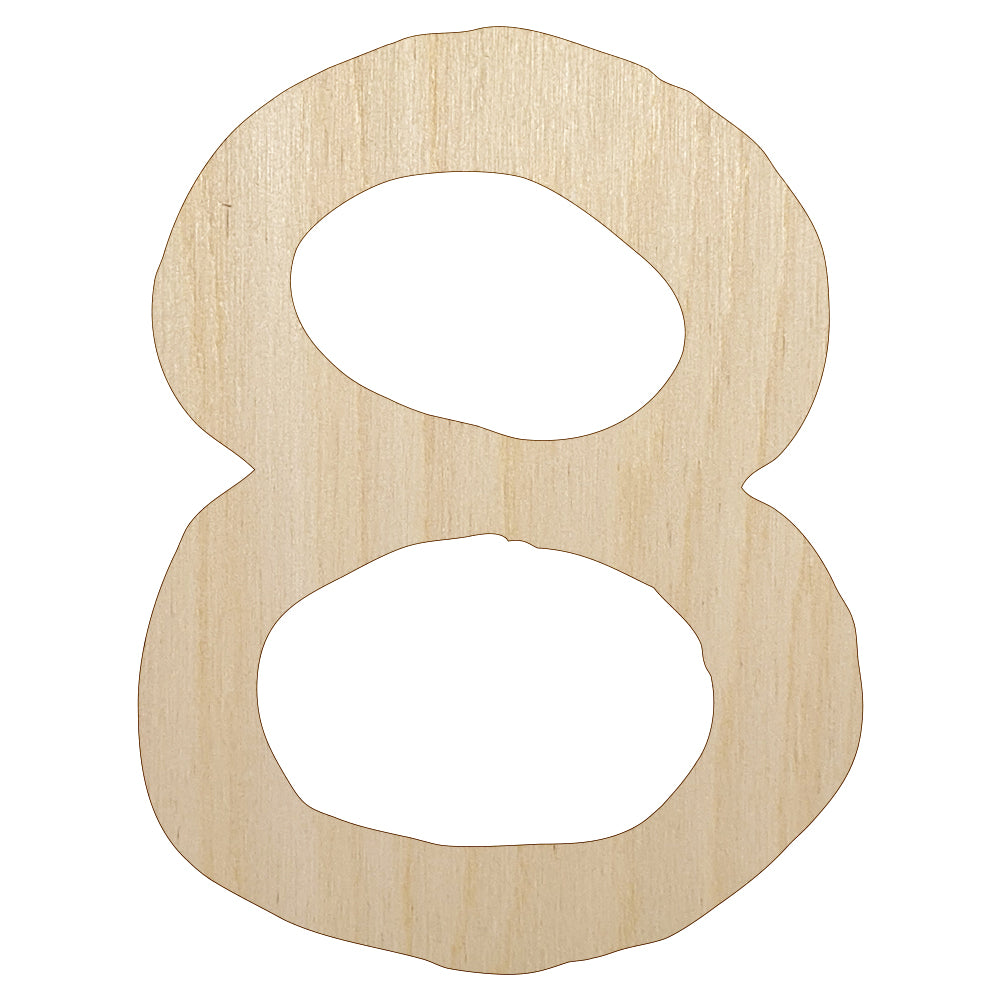 Number 8 Eight Cute Typewriter Font Unfinished Wood Shape Piece Cutout for DIY Craft Projects
