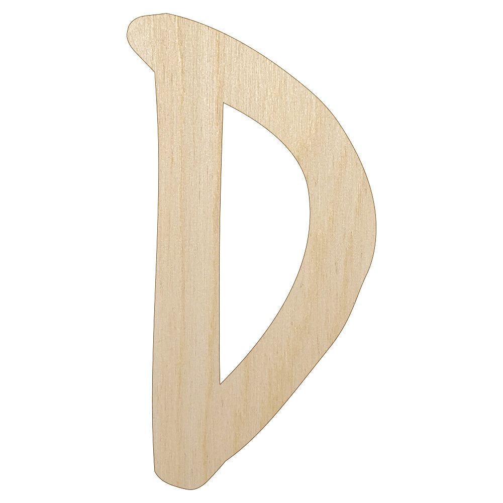 Letter D Uppercase Felt Marker Font Unfinished Wood Shape Piece Cutout for DIY Craft Projects