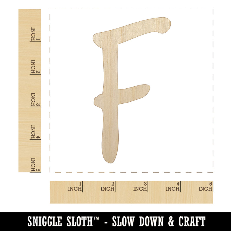 Letter F Uppercase Felt Marker Font Unfinished Wood Shape Piece Cutout for DIY Craft Projects