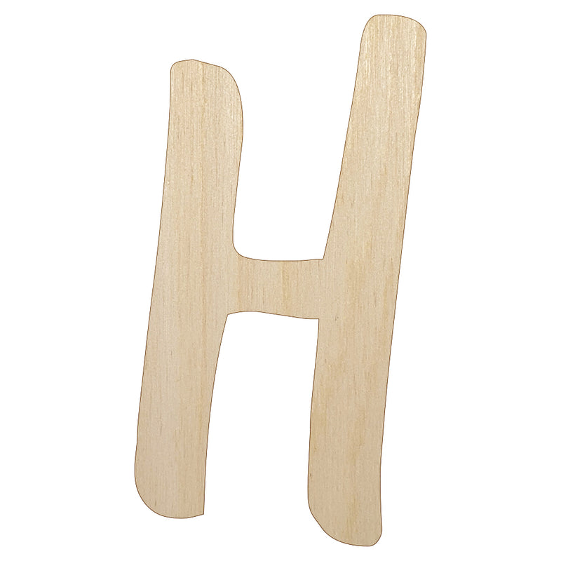Letter H Uppercase Felt Marker Font Unfinished Wood Shape Piece Cutout for DIY Craft Projects