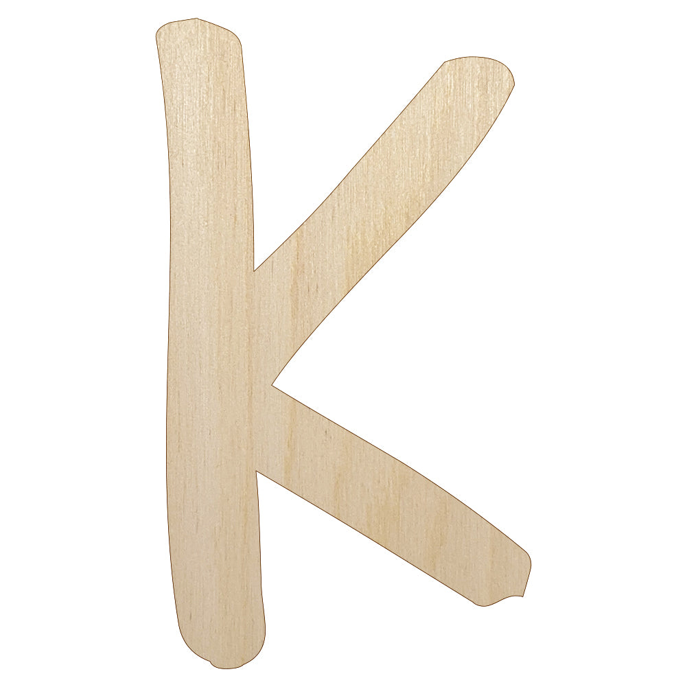 Letter K Uppercase Felt Marker Font Unfinished Wood Shape Piece Cutout for DIY Craft Projects