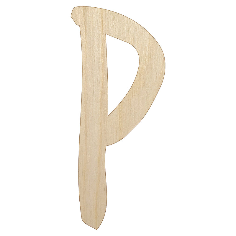 Letter P Uppercase Felt Marker Font Unfinished Wood Shape Piece Cutout for DIY Craft Projects