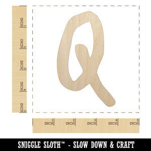 Letter Q Uppercase Felt Marker Font Unfinished Wood Shape Piece Cutout for DIY Craft Projects