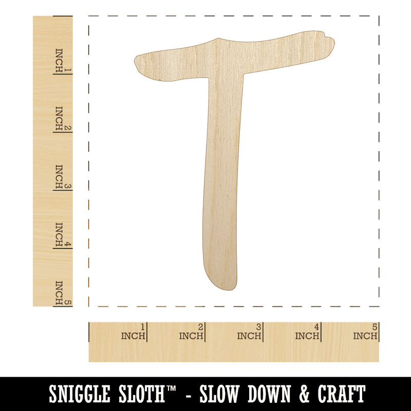 Letter T Uppercase Felt Marker Font Unfinished Wood Shape Piece Cutout for DIY Craft Projects