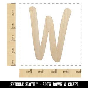 Letter W Uppercase Felt Marker Font Unfinished Wood Shape Piece Cutout for DIY Craft Projects
