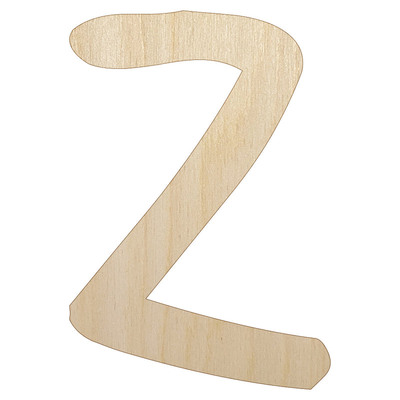 Letter Z Uppercase Felt Marker Font Unfinished Wood Shape Piece Cutout for DIY Craft Projects