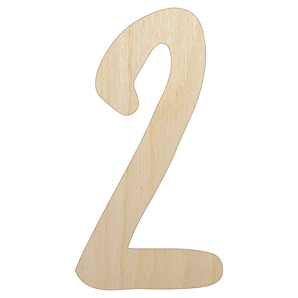 Number 2 Two Felt Marker Font Unfinished Wood Shape Piece Cutout for DIY Craft Projects