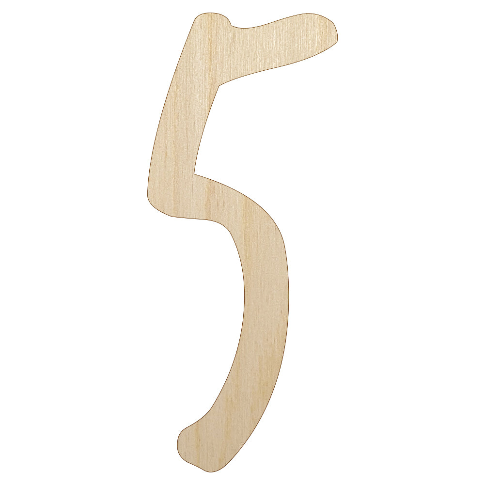 Number 5 Five Felt Marker Font Unfinished Wood Shape Piece Cutout for DIY Craft Projects