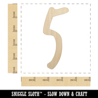 Number 5 Five Felt Marker Font Unfinished Wood Shape Piece Cutout for DIY Craft Projects