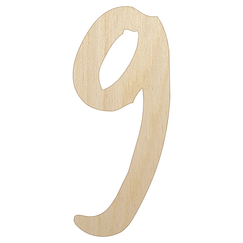 Number 9 Nine Felt Marker Font Unfinished Wood Shape Piece Cutout for DIY Craft Projects
