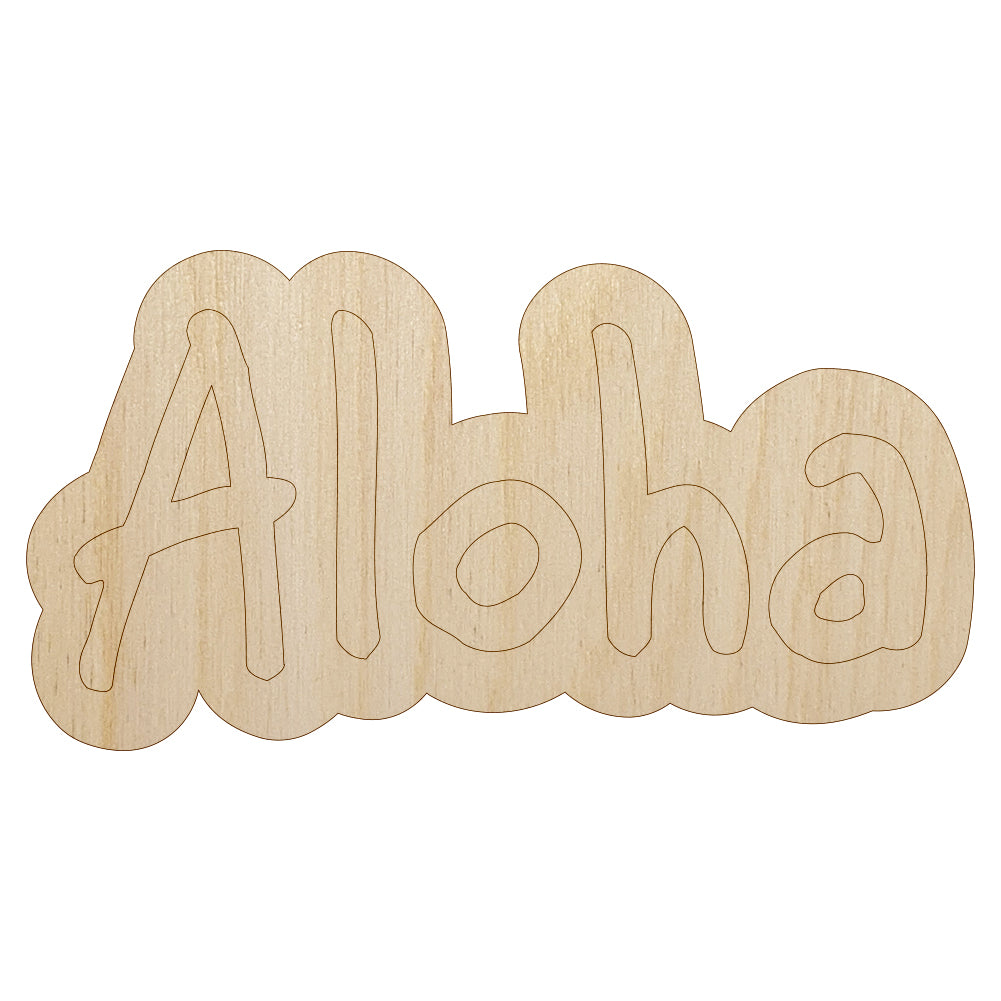 Aloha Fun Text Unfinished Wood Shape Piece Cutout for DIY Craft Projects