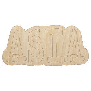 Asia Fun Text Unfinished Wood Shape Piece Cutout for DIY Craft Projects