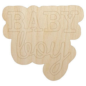 Baby Boy Fun Text Unfinished Wood Shape Piece Cutout for DIY Craft Projects