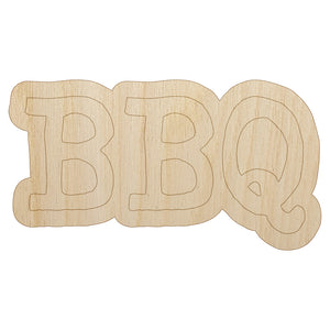 BBQ Fun Text Unfinished Wood Shape Piece Cutout for DIY Craft Projects
