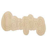 Camping Fun Text Unfinished Wood Shape Piece Cutout for DIY Craft Projects