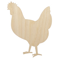 Chicken Standing Solid Unfinished Wood Shape Piece Cutout for DIY Craft Projects