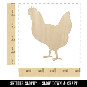 Chicken Standing Solid Unfinished Wood Shape Piece Cutout for DIY Craft Projects