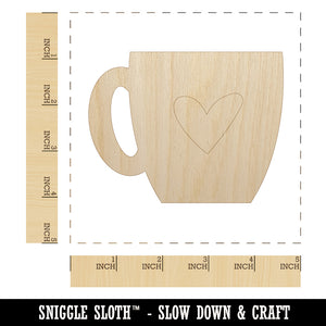 Coffee Love Mug Cup Outline Unfinished Wood Shape Piece Cutout for DIY Craft Projects