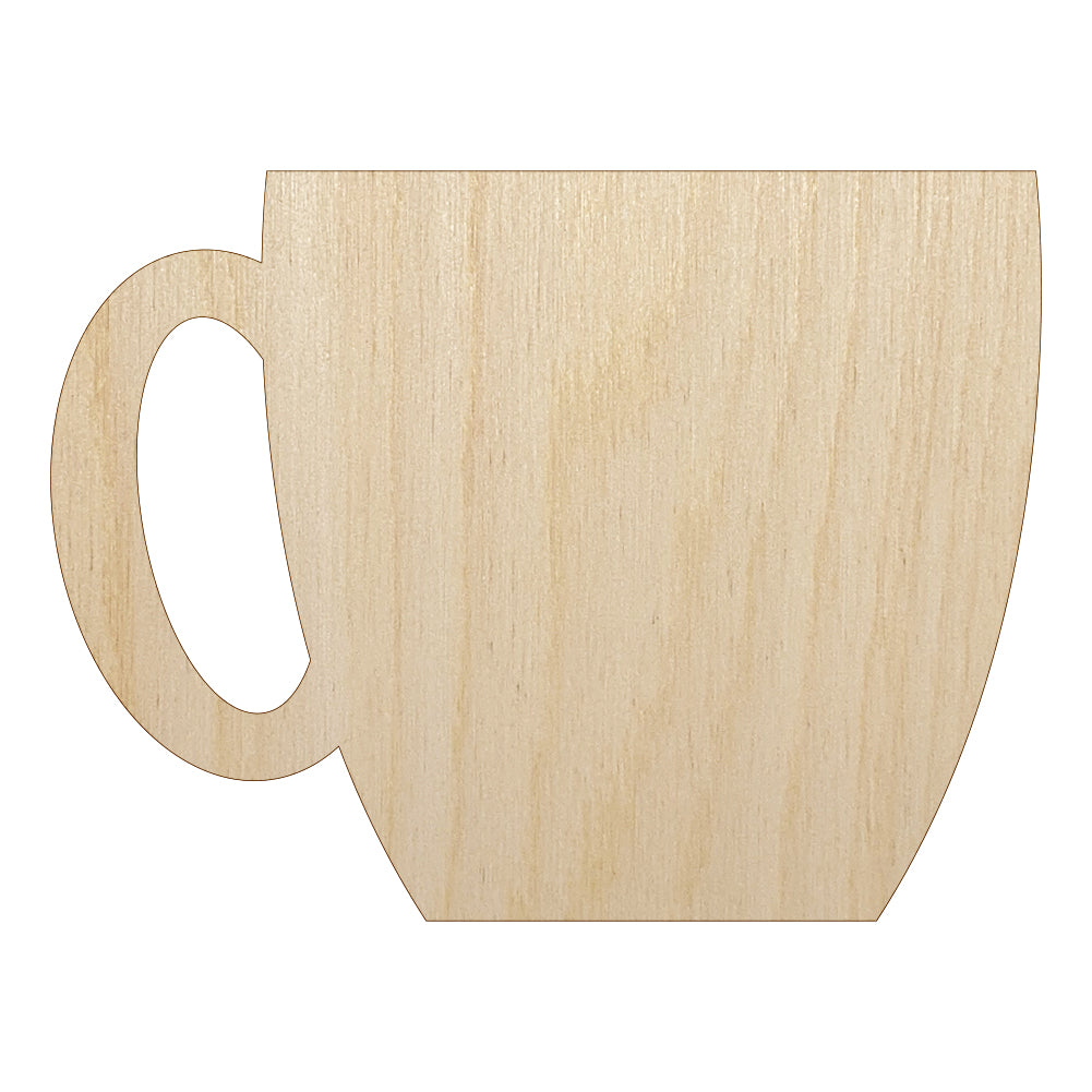 Coffee Mug Cup Solid Unfinished Wood Shape Piece Cutout for DIY Craft Projects