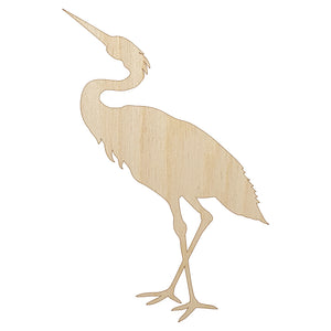 Crane Standing Solid Unfinished Wood Shape Piece Cutout for DIY Craft Projects