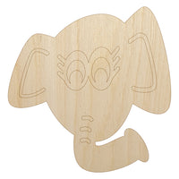 Elegant Elephant Face Unfinished Wood Shape Piece Cutout for DIY Craft Projects