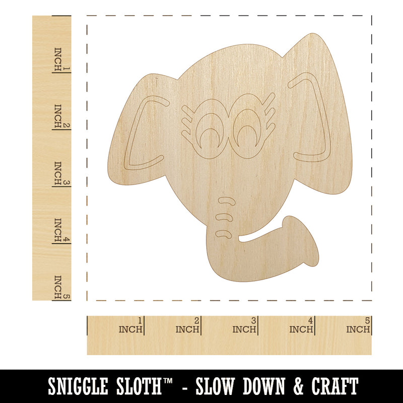 Elegant Elephant Face Unfinished Wood Shape Piece Cutout for DIY Craft Projects