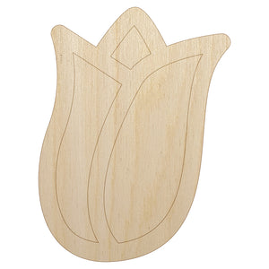 Flower Bud Outline Unfinished Wood Shape Piece Cutout for DIY Craft Projects