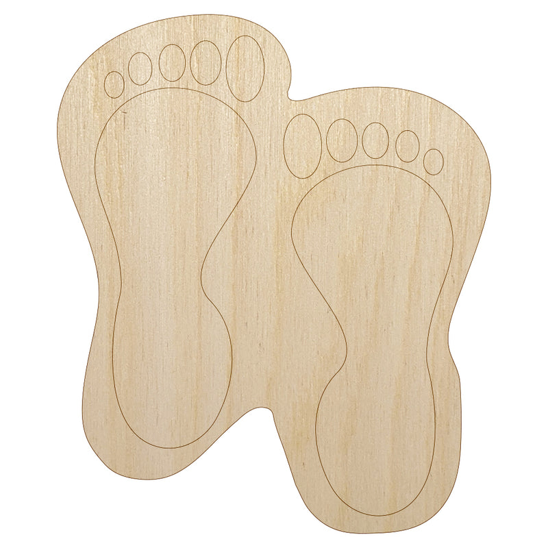Foot Prints Solid Unfinished Wood Shape Piece Cutout for DIY Craft Projects