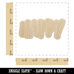 Happy Fun Text Unfinished Wood Shape Piece Cutout for DIY Craft Projects