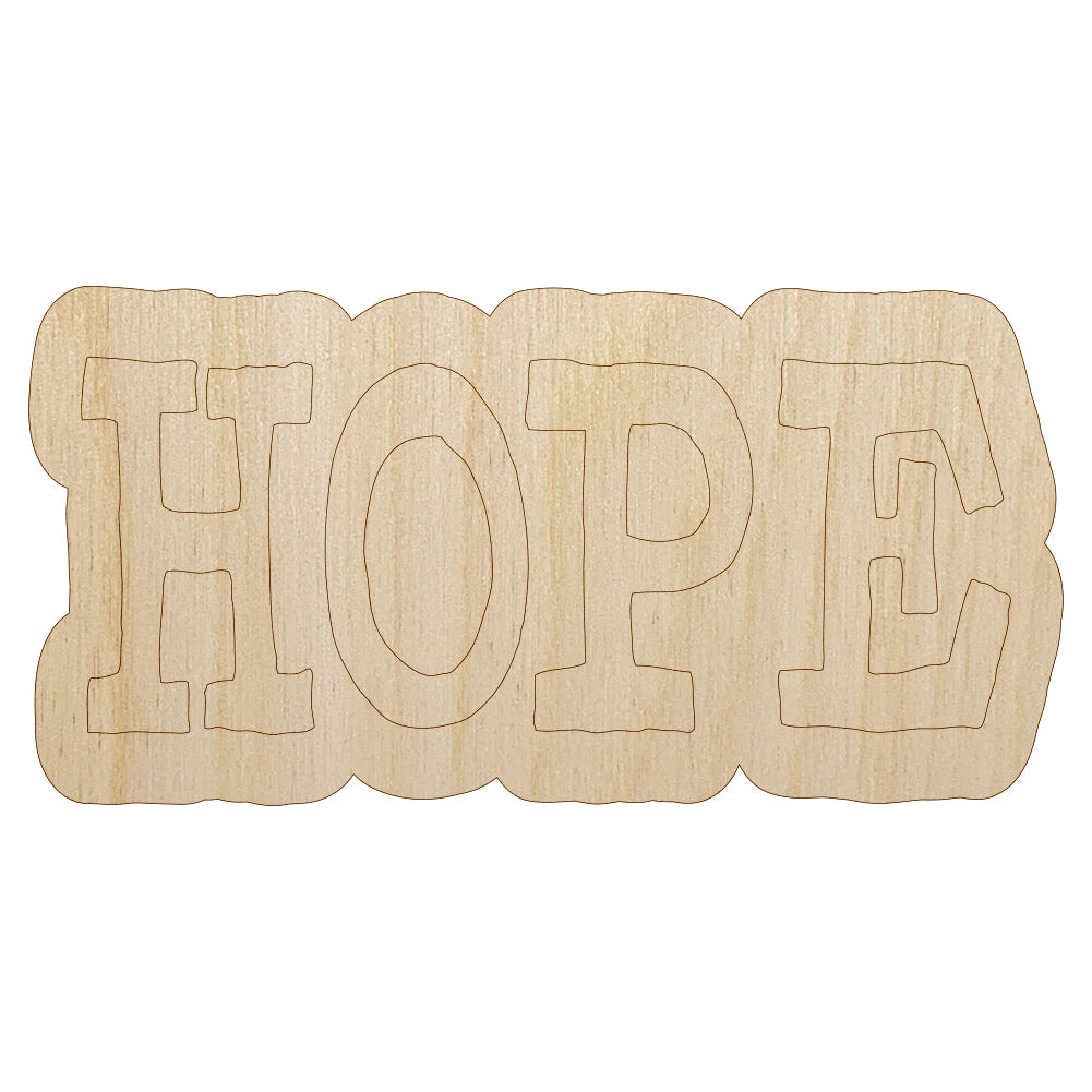 Hope Fun Text Unfinished Wood Shape Piece Cutout for DIY Craft Projects