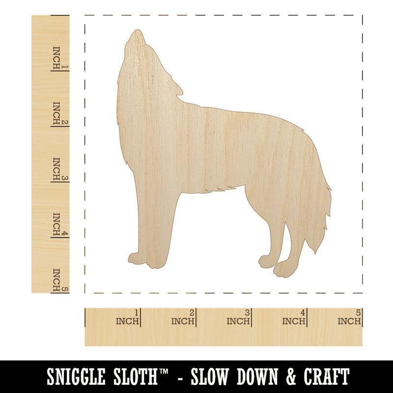 Howling Wolf Solid Unfinished Wood Shape Piece Cutout for DIY Craft Projects