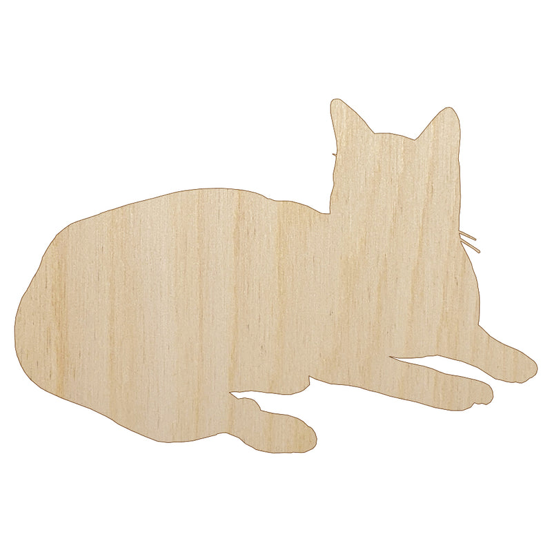 Lazy Cat Unfinished Wood Shape Piece Cutout for DIY Craft Projects