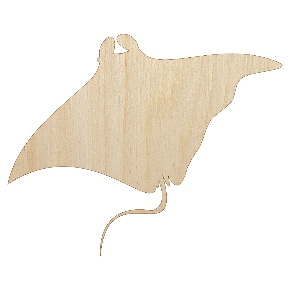 Manta Ray Solid Unfinished Wood Shape Piece Cutout for DIY Craft Projects