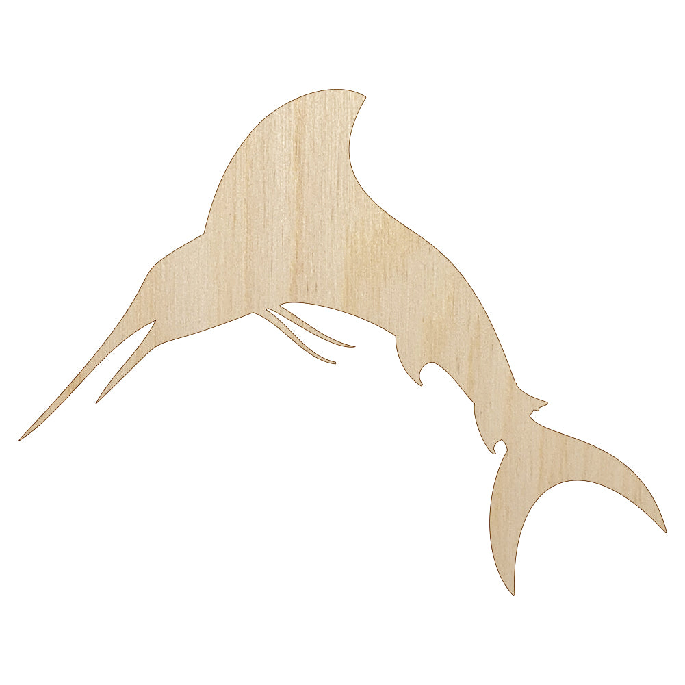 Marlin Fish Unfinished Wood Shape Piece Cutout for DIY Craft Projects