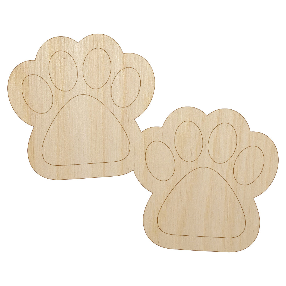 Paw Prints Pair Dog Cat Unfinished Wood Shape Piece Cutout for DIY Craft Projects