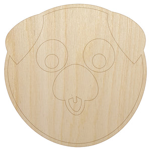 Playful Pug Face Unfinished Wood Shape Piece Cutout for DIY Craft Projects