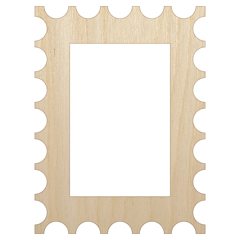 Postage Stamp Border Unfinished Wood Shape Piece Cutout for DIY Craft Projects