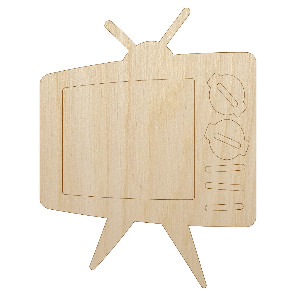 Retro TV Television Unfinished Wood Shape Piece Cutout for DIY Craft Projects