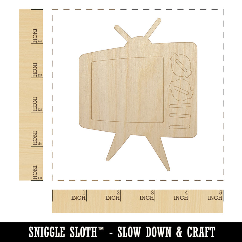 Retro TV Television Unfinished Wood Shape Piece Cutout for DIY Craft Projects