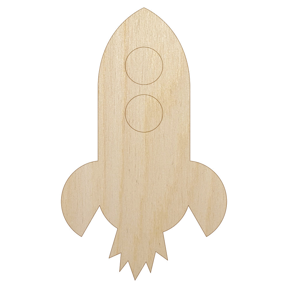 Rocket Ship Doodle Unfinished Wood Shape Piece Cutout for DIY Craft Projects