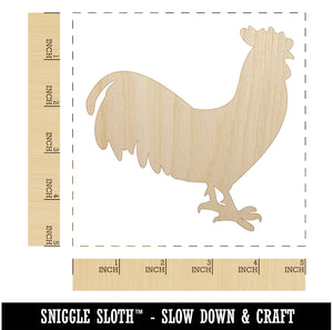 Rooster Chicken Standing Solid Unfinished Wood Shape Piece Cutout for DIY Craft Projects