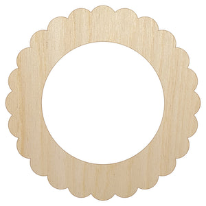 Scallop Round Frame Unfinished Wood Shape Piece Cutout for DIY Craft Projects