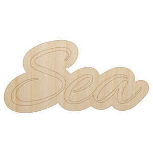 Sea Fun Text Unfinished Wood Shape Piece Cutout for DIY Craft Projects