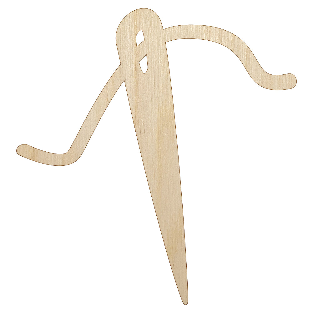 Sewing Needle and Thread Unfinished Wood Shape Piece Cutout for DIY Craft Projects