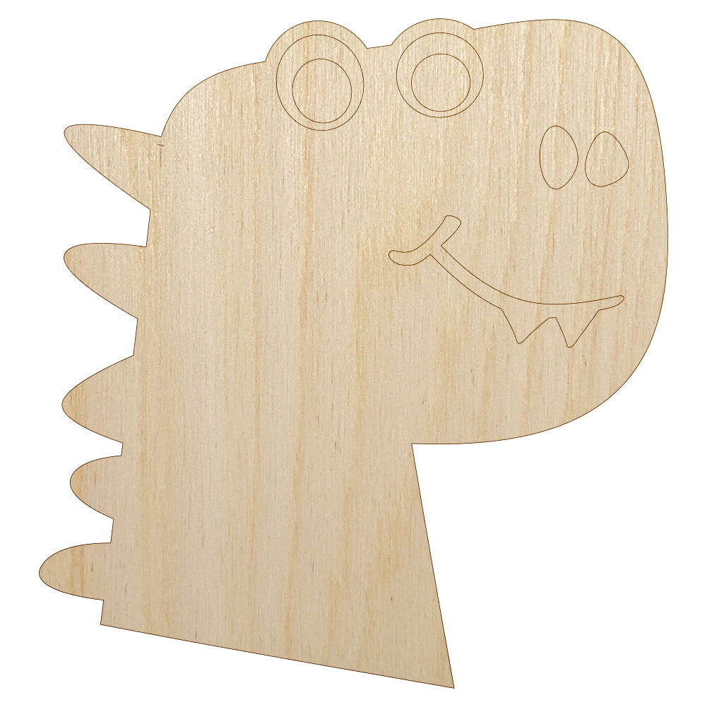 Silly Dinosaur Head Doodle Unfinished Wood Shape Piece Cutout for DIY Craft Projects